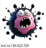 Cartoon virus character isolated on white background. Стоковое AI-изображение, AI-художник ArtVladZ / Фотобанк Лори