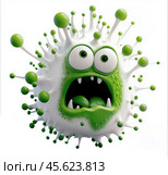 Cartoon virus character isolated on white background. Стоковое AI-изображение, AI-художник ArtVladZ / Фотобанк Лори