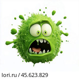 Cartoon virus character isolated on white background. Стоковое AI-изображение, AI-художник ArtVladZ / Фотобанк Лори