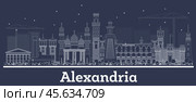 Outline Alexandria Egypt City Skyline with White Buildings. Стоковая иллюстрация, иллюстратор Игорь Сорокин / Фотобанк Лори