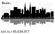 Basel Switzerland City Skyline Silhouette with Black Buildings and Reflections Isolated on White. Стоковая иллюстрация, иллюстратор Игорь Сорокин / Фотобанк Лори