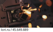 CNC Laser and gas cutting of metal, modern industrial technology. Стоковое видео, видеограф Андрей Армягов / Фотобанк Лори