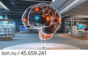 Brain rotating showing brain stem and neural activity. Стоковое AI-видео, аниматор Юрий Поздников / Фотобанк Лори