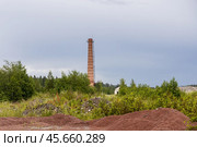 Pipes of old lime kilns on the abandoned marble and lime factory on a frosty January morning. Ruskeala, Karelia. Russia. Стоковое фото, фотограф Ольга Сейфутдинова / Фотобанк Лори