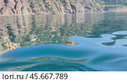 Here's a title attempting to follow all instructions: Cliffs Reflection Water Crimea: Coastal scenery, calm waters reflecting rocky cliffs near Crimea. Стоковое видео, видеограф svetograph / Фотобанк Лори