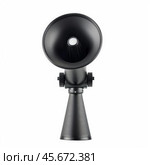 Directional microphone pointing upwards on white background. Стоковое AI-изображение, AI-художник Иван Рябоконь / Фотобанк Лори