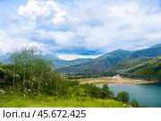 Picturesque view of the mountain lake Gizhgit with azure water. Caucasus. Стоковое фото, фотограф Константин Лабунский / Фотобанк Лори