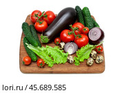 Vegetables and eggs isolated on white background. Стоковое фото, фотограф Ласточкин Евгений / Фотобанк Лори