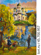 In the city park. Oil painting on canvas by artist Inna Prityazhnyuk. Стоковая иллюстрация, иллюстратор Сергей Пристяжнюк (Serg Zastavkin) / Фотобанк Лори