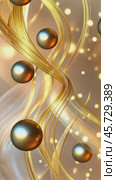 Golden spheres cascading through luminous swirls, an abstract composition. Стоковое AI-видео, аниматор Юрий Поздников / Фотобанк Лори