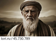 Portrait of Biblical Old Man in Sepia. Patriarch Abraham, Isaac or Jacob. Стоковое AI-изображение, AI-художник Александр Поташев / Фотобанк Лори