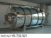 Large industrial autoclave machine standing in factory room. Стоковое AI-изображение, AI-художник Иван Рябоконь / Фотобанк Лори