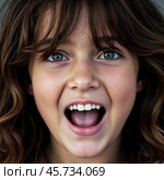 Молодая девушка с открытым ртом.Портрет. Крупный план. Young girl with open mouth. Portrait. Close-up. Стоковое AI-изображение, AI-художник Гер Олег / Фотобанк Лори
