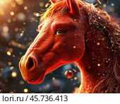 2026 is the year of the red fire Horse according to the eastern calendar. In Chinese tradition, fire is associated with life, vitality and light. Стоковое AI-изображение, AI-художник Сергей Елизарьев / Фотобанк Лори