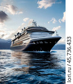 Huge cruise ship, seascape. Стоковое AI-изображение, AI-художник Сергей Елизарьев / Фотобанк Лори