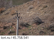Rural power line on a concrete pole. Стоковое фото, фотограф Екатерина Якименко / Фотобанк Лори