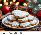 December 23rd is Pfeffernus Day. These are small German gingerbread cookies made from choux pastry with thick honey and covered with white icing. They are prepared especially for Christmas. Стоковое AI-изображение, AI-художник Сергей Елизарьев / Фотобанк Лори