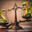 The symbol of 2025, the green snake, and the symbol of the outgoing 2024, the dragon, on old vintage scales find out who is more important. Стоковое AI-изображение, AI-художник Сергей Комаров / Фотобанк Лори