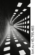 Unique tunnel design with light patterns creating captivating shadows at midday. Стоковое AI-изображение, AI-художник Юлия Гапеенко / Фотобанк Лори