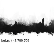 Expressive black strokes and splashes create an abstract composition on a white background. Стоковое AI-изображение, AI-художник Ярославский Максим / Фотобанк Лори