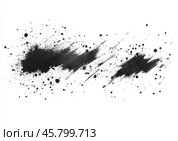 Abstract grunge-style composition consisting of black strokes and splashes on a white background. Стоковое AI-изображение, AI-художник Ярославский Максим / Фотобанк Лори