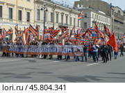 Первомайская демонстрация в Санкт-Петербурге в 2015 году. Колонна движения "НОД" Редакционное фото, фотограф Александр Алексеев / Фотобанк Лори