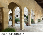 Remains of a Crusader building in the courtyard of the Church of the Visitation in Ein Karem. Редакционное фото, фотограф Irina Opachevsky / Фотобанк Лори