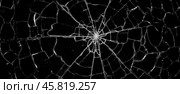 Overlay image of broken glass with intricate cracks and shattered patterns, suitable for creative graphic design project. Стоковое фото, фотограф Павел Муравьев / Фотобанк Лори