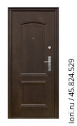 Model of entrance metal door isolated on white background. Стоковое фото, фотограф Елена  Попкова / Фотобанк Лори