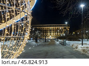 Жилой комплекс Victory Plaza, яркая световая декорация, улица Гастелло, Санкт-Петербург. Россия. Стоковое фото, фотограф Головкова Елена / Фотобанк Лори