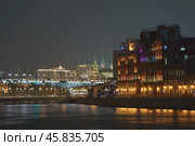 Москва, ночной вид в центре города (2019 год). Стоковое фото, фотограф YuryKara / Фотобанк Лори