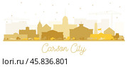 Carson City Nevada City Skyline Silhouette with Golden Buildings Isolated on White. Стоковая иллюстрация, иллюстратор Игорь Сорокин / Фотобанк Лори