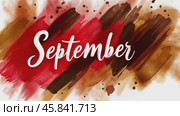 September lettering appearing on colorful brushstrokes background. Стоковое AI-видео, аниматор Юрий Поздников / Фотобанк Лори