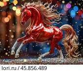 2026 is the year of the red fire Horse according to the eastern calendar. In Chinese tradition, fire is associated with life, vitality and light. Стоковое AI-изображение, AI-художник Сергей Елизарьев / Фотобанк Лори