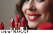 Explore Vibrant Lipstick Shades With Expert Tips on Choosing the Perfect Color for Your Look and Occasion. Стоковое AI-видео, аниматор Sergey Grishin / Фотобанк Лори