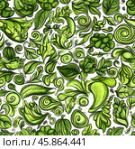 Seamless pattern on the background of bp green leaves. Стоковое AI-изображение, AI-художник Ярославский Максим / Фотобанк Лори