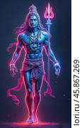 Modern Depiction of Lord Shiva in Vibrant Neon Hues Celebrating Divine Energy and Spiritual Power in an Artistic Presentation. Стоковое видео, видеограф Sergey Grishin / Фотобанк Лори