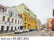 Вид на особняк Николая Терентьева в зимний день. Петровский переулок, дом 8. Москва. Россия. Редакционное фото, фотограф E. O. / Фотобанк Лори