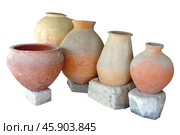 Древнегреческие амфоры на белом фоне. Ancient greek amphora on white background. Стоковое фото, фотограф Татьяна Д / Фотобанк Лори