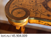 An empty antique table with wood inlay, close up photo. Стоковое фото, фотограф EugeneSergeev / Фотобанк Лори