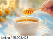 Чай с медом. Стоковое AI-изображение, AI-художник Щеголева Ольга / Фотобанк Лори