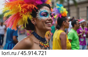 Colorful Headdress and Joyful Expressions Highlight Carnival Celebration in Brazil. Стоковое AI-видео, аниматор Sergey Grishin / Фотобанк Лори