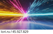 Powerful energy beams colliding in starry space. Стоковое AI-видео, аниматор Юрий Поздников / Фотобанк Лори