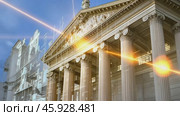 Courthouse transforming from blueprint to reality with light rays. Стоковое AI-видео, аниматор Юрий Поздников / Фотобанк Лори