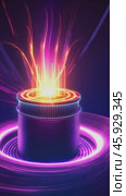 Glowing cylinder emitting light beams on dark background. Стоковое AI-видео, аниматор Юрий Поздников / Фотобанк Лори