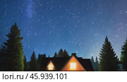 Camera panning upwards revealing starry sky. Стоковое видео, видеограф Данил Руденко / Фотобанк Лори