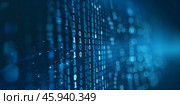 Abstract technology blue background featuring binary code and digital lines, representing data, coding, and the digital world. Copy space. Стоковое AI-изображение, AI-художник Михаил Строгалев / Фотобанк Лори