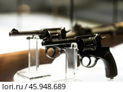 TULA, Russia - August 16, 2024: Tula State Museum of Arms. Permanent exhibition "The history of small arms and bladed weapons from the 14th century to the present". Редакционное фото, фотограф Photojuli / Фотобанк Лори