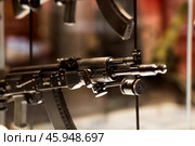 TULA, Russia - August 16, 2024: Museum of Weapons. Mikhail Kalashnikov's stand at the Tula State Museum of Weapons. Редакционное фото, фотограф Photojuli / Фотобанк Лори