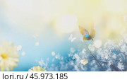 Beautiful bright summer spring background for bloggers or advertising with flying butterflies and fragrant flowers. Стоковое AI-видео, аниматор ALLA YURTAYEVA / Фотобанк Лори
